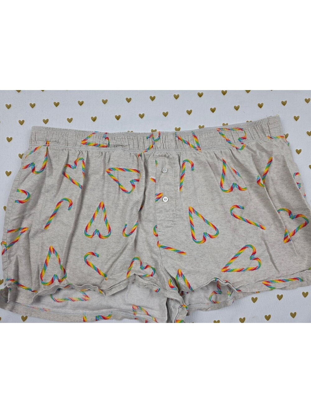 Victorias Secret PINK Rainbow Heart Large Sleep Shorts Boxers Pajama Bottoms